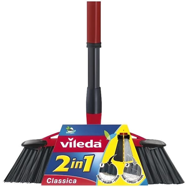 Vileda 143783, Inomhus, Svart, Grå, Röd, Mjuk - Hårda borst, Fiberförstärkt plast