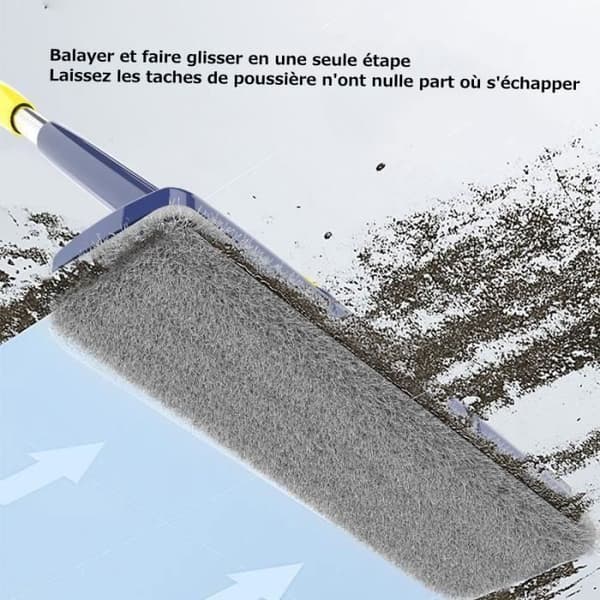 Balai Plat Serpillere Rotation à 360° Réglable Microfibre Balai Lave Sol Pressage d'eau Automatique avec 3 huvud för Ersättning, Blå