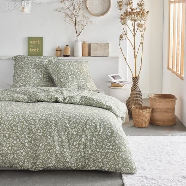 Sängkläder - IDAG Crazy - Blommönster - 2 personer - 220 x 240 cm - Grön