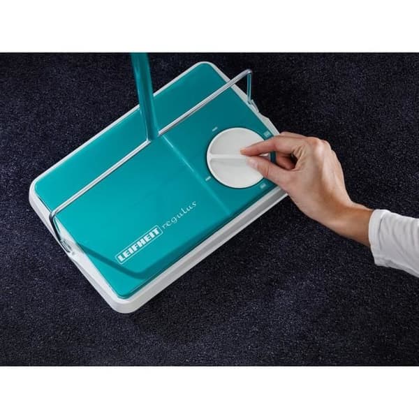 Balai mekanisk Leifheit Regulus 11700, effektiv sopmaskin med 3 roterande borstar för sopning, utan sladd eller elektricitet, turkos