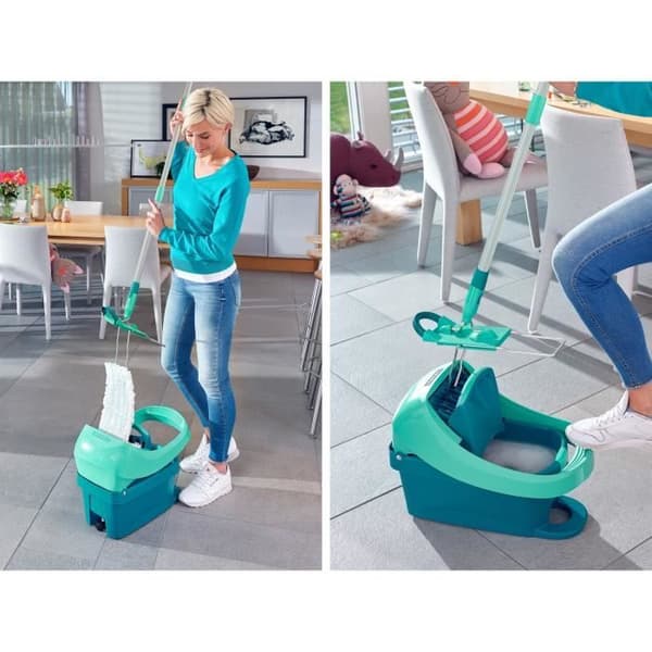 Set mopp skovvridare med hjul Profi XL Mobile 55096 Leifheit, golvtvätt plattmopp 42 cm, levereras med överdrag