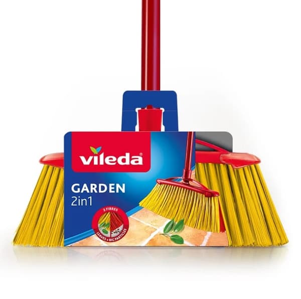Kvast VILEDA 2in1 Trädgård Utomhus (röd/gul)