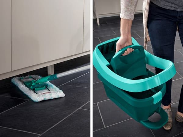 Set för rengöring med golvmopp och vagn Leifheit Profi XL Mobile 55099, platt mopp 360° med 2x mikro duo överdrag.