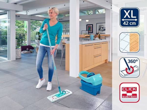 Balai mop Leifheit Profi XL micro duo 55019, platt moppe 42 cm, golvmopp med mikrofiberhuvud perfekt för alla släta golv.