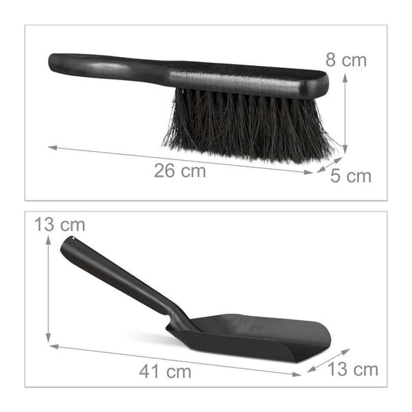 Relaxdays Kit för skorstenrengöring 41 cm i stål med ashpåse, svart