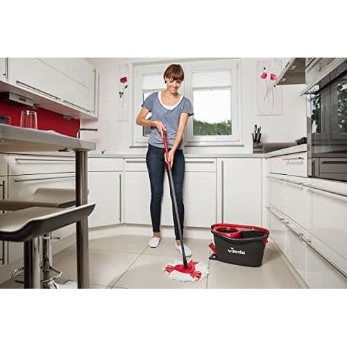 Vileda Turbo EasyWring & Clean komplett mopp- och hinksats, metall, röd-grå, 48,6 x 29,6 cm 158572