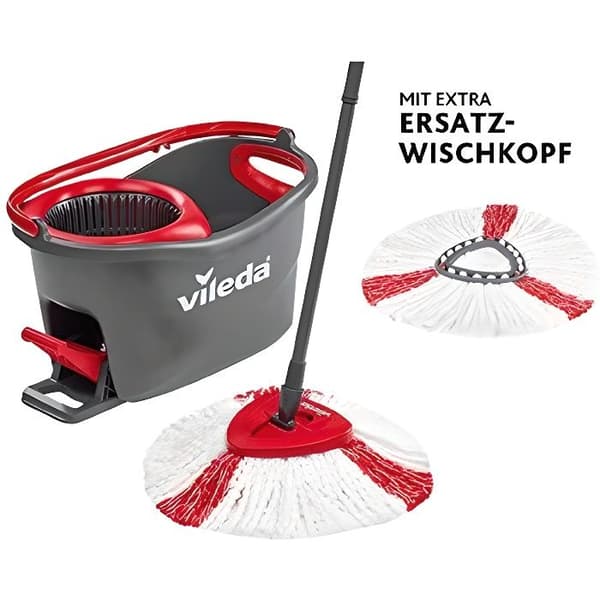 Vileda Turbo EasyWring & Clean komplett mopp- och hinksats, metall, röd-grå, 48,6 x 29,6 cm 158572