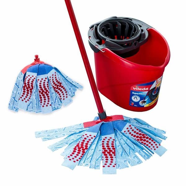 Vileda - 157573 - SuperMocio XL 3 Action Mopp och hink med Plus Refill Set, Röd