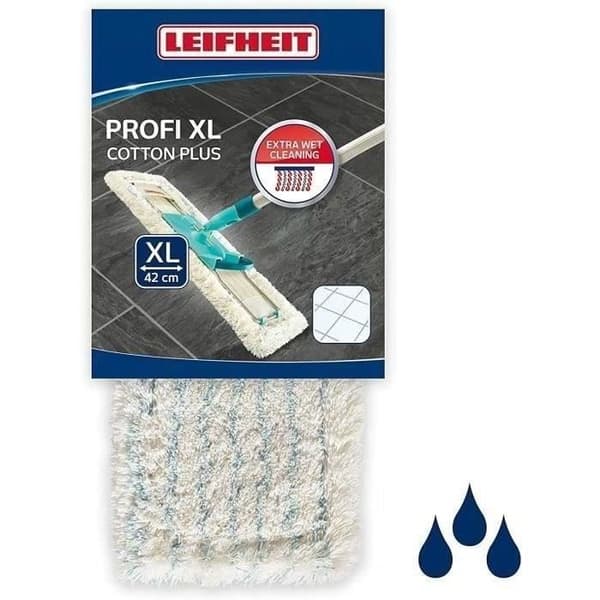 Överdrag Profi XL Cotton Plus 55117 Leifheit, superabsorberande ersättningsöverdrag för Profi XL plattmopp, perfekt för kakel