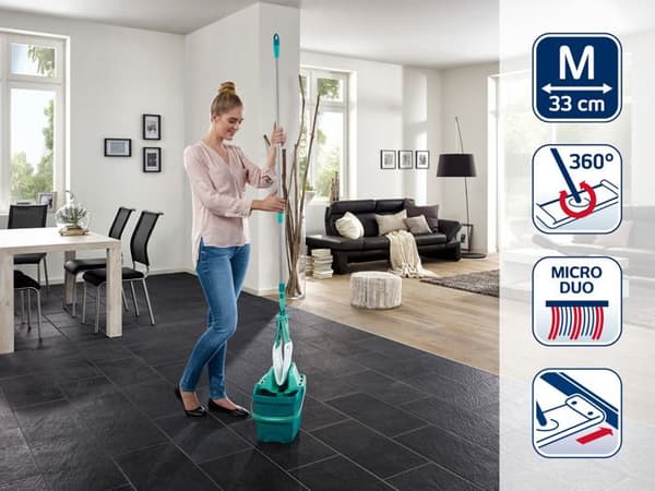 Set för golvrengöring Leifheit Combi M 55356, mopp med trasa och 12 L svampcontainer, golvmopp 33 cm
