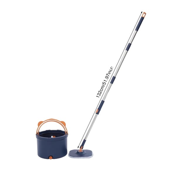 Spin Mop och Hinkset, 360° Rotation, Justerbart Handtag,Blå