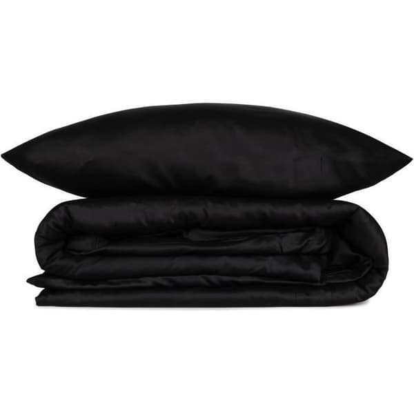 Bäddset - 1 påslakan 220 x 240 cm + 2 örngott 60 x 60 cm - 100% bomullssatin - Svart