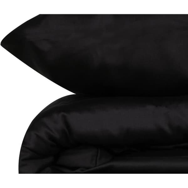 Bäddset - 1 påslakan 220 x 240 cm + 2 örngott 60 x 60 cm - 100% bomullssatin - Svart