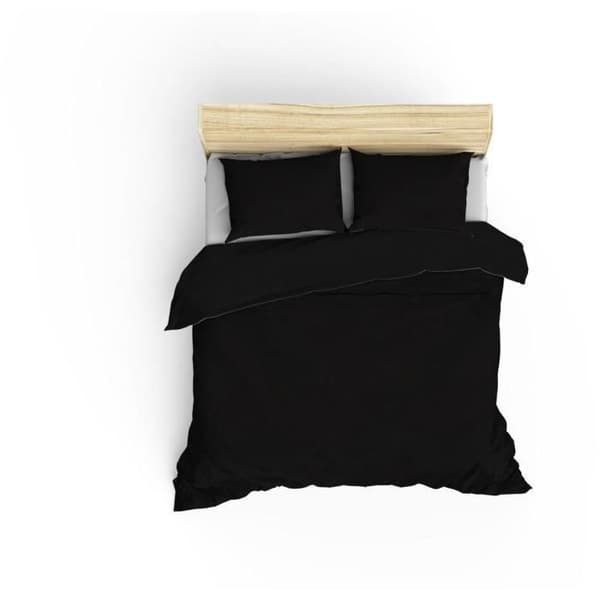 Bäddset - 1 påslakan 220 x 240 cm + 2 örngott 60 x 60 cm - 100% bomullssatin - Svart