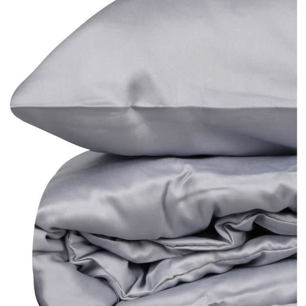 Bäddset - 1 påslakan 220 x 240 cm + 2 örngott 60 x 60 cm - 100% bomullssatin - Grå