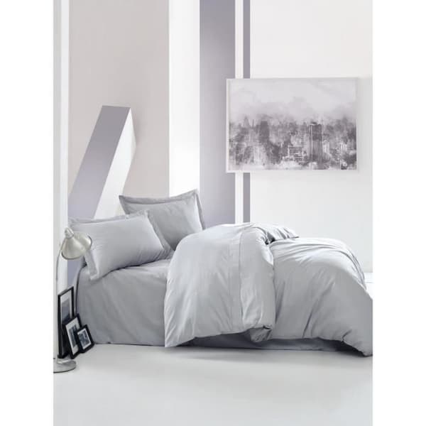 Bäddset - 1 påslakan 220 x 240 cm + 2 örngott 60 x 60 cm - 100% bomullssatin - Grå