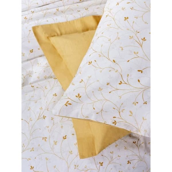 Bäddset - 1 påslakan 220 x 240 cm + 2 örngott 60 x 60 cm - 100% bomull - Senapsröd