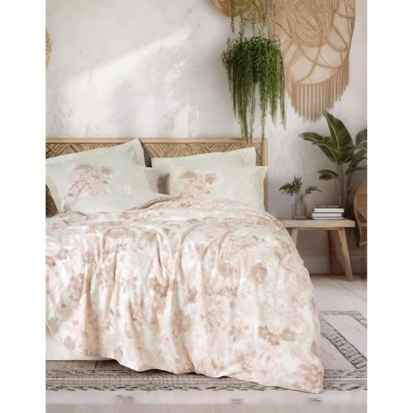 Bäddset - 1 påslakan 220 x 240 cm + 2 örngott 60 x 60 cm - 100% bomull - Beige