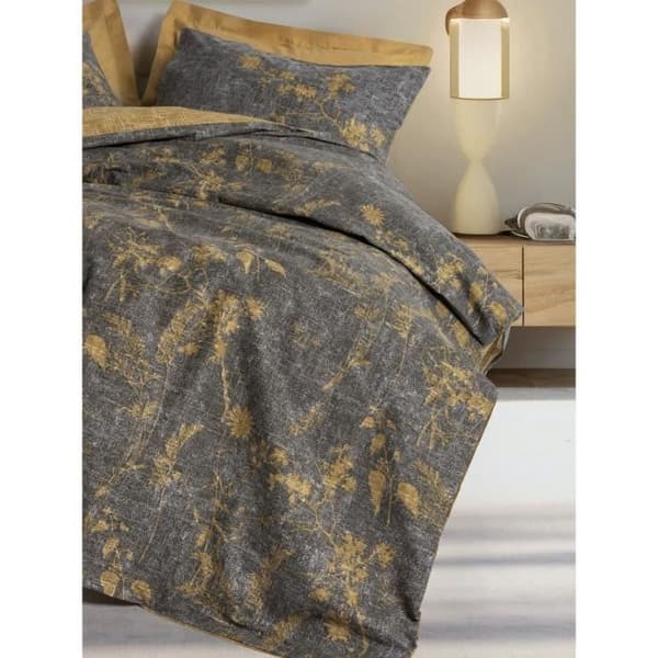 Bäddset - 1 påslakan 220 x 240 cm + 2 örngott 60 x 60 cm - 100% bomull - Senapsröd