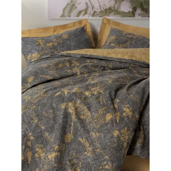 Bäddset - 1 påslakan 220 x 240 cm + 2 örngott 60 x 60 cm - 100% bomull - Senapsröd
