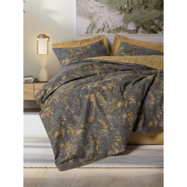 Bäddset - 1 påslakan 220 x 240 cm + 2 örngott 60 x 60 cm - 100% bomull - Senapsröd