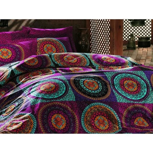 Bäddset - 1 påslakan 220 x 240 cm + 2 örngott 60 x 60 cm - 100% bomull - Fuchsia