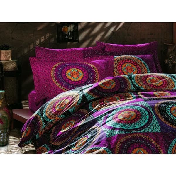 Bäddset - 1 påslakan 220 x 240 cm + 2 örngott 60 x 60 cm - 100% bomull - Fuchsia