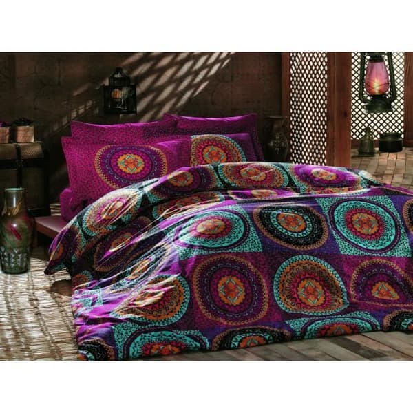 Bäddset - 1 påslakan 220 x 240 cm + 2 örngott 60 x 60 cm - 100% bomull - Fuchsia