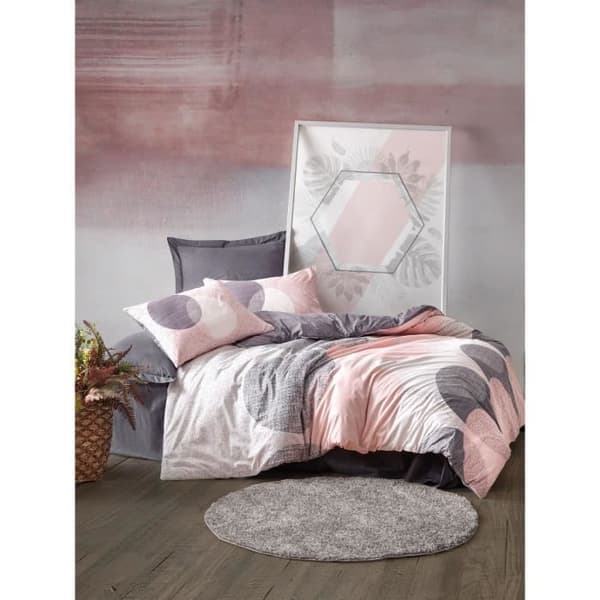 Bäddset - 1 påslakan 220 x 240 cm + 2 örngott 60 x 60 cm - 100% bomull - Grå