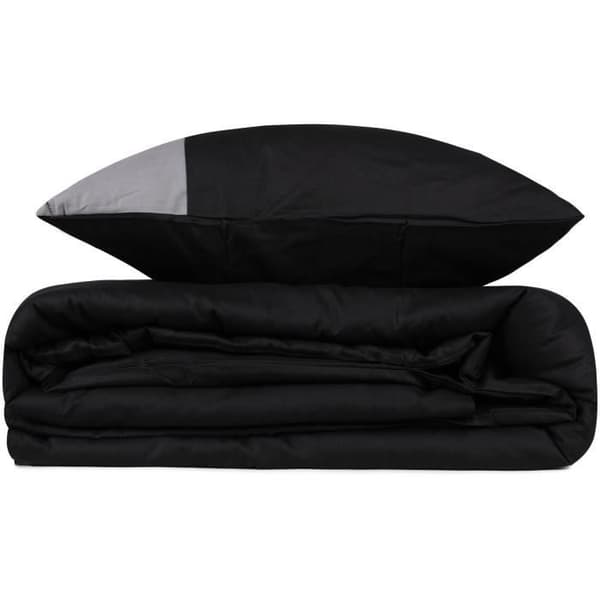 Bäddset - 1 påslakan 220 x 240 cm + 2 örngott 60 x 60 cm - 100% bomull - Svart