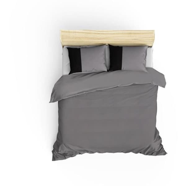 Bäddset - 1 påslakan 220 x 240 cm + 2 örngott 60 x 60 cm - 100% bomull - Grå
