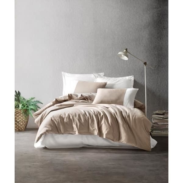 Bäddset - 1 påslakan 220 x 240 cm + 2 örngott 60 x 60 cm - 100% bomull - Mink