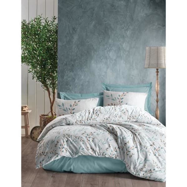 Bäddset - 1 påslakan 220 x 240 cm + 2 örngott 60 x 60 cm - 100% bomull - Mintgrön