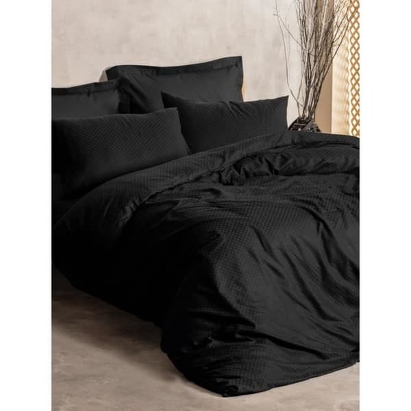 Bäddset - 1 påslakan 220 x 240 cm + 2 örngott 60 x 60 cm - 100% bomull - Svart
