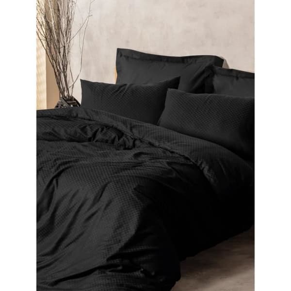 Bäddset - 1 påslakan 220 x 240 cm + 2 örngott 60 x 60 cm - 100% bomull - Svart