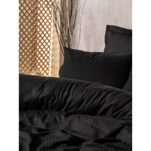 Bäddset - 1 påslakan 220 x 240 cm + 2 örngott 60 x 60 cm - 100% bomull - Svart