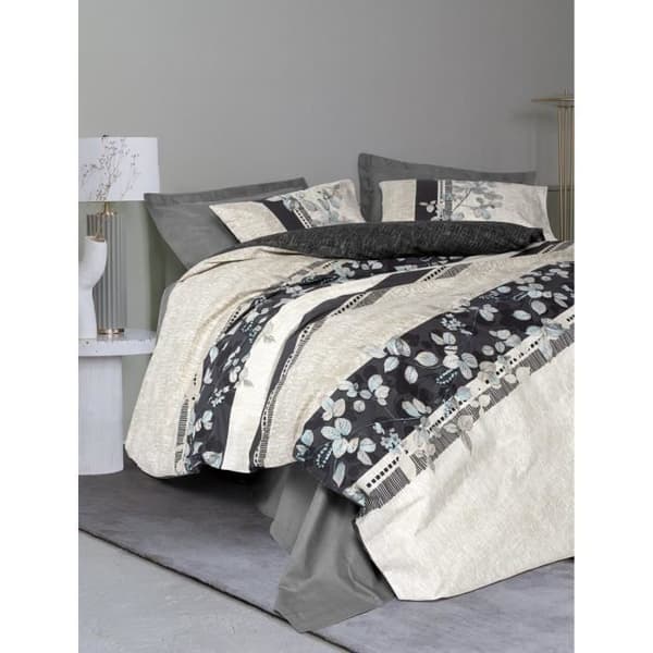 Bäddset - 1 påslakan 220 x 240 cm + 2 örngott 60 x 60 cm - 100% bomull - Antracit
