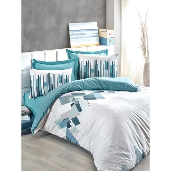 Bäddset - 1 påslakan 220 x 240 cm + 2 örngott 60 x 60 cm - 100% bomull - Grön