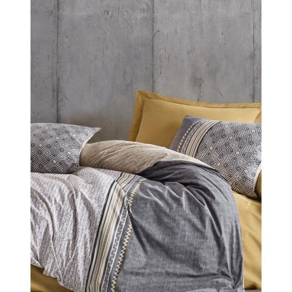 Bäddset - 1 påslakan 220 x 240 cm + 2 örngott 60 x 60 cm - 100% bomull - Grå