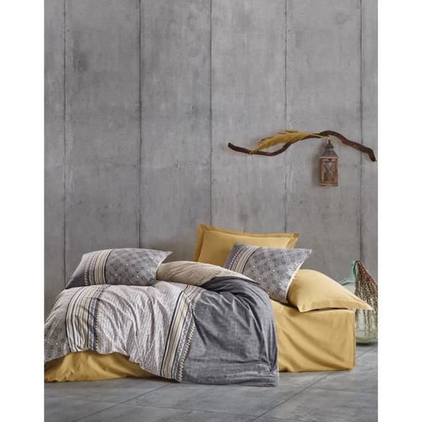 Bäddset - 1 påslakan 220 x 240 cm + 2 örngott 60 x 60 cm - 100% bomull - Grå