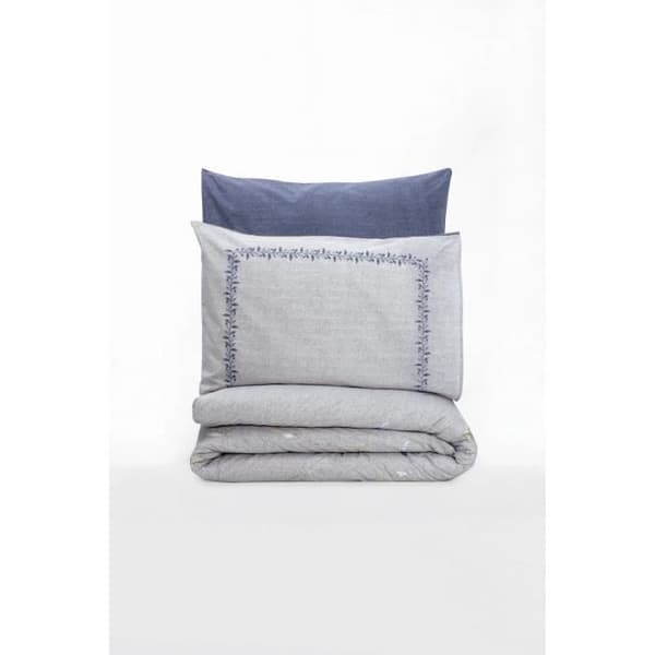 Bäddset - 1 påslakan 220 x 240 cm + 2 örngott 60 x 60 cm - 100% bomull - Blå