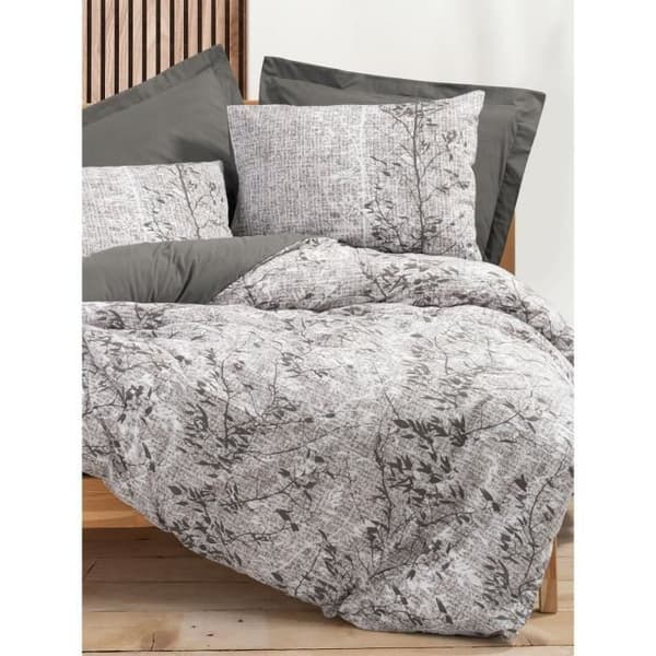 Bäddset - 1 påslakan 220 x 240 cm + 2 örngott 60 x 60 cm - 100% bomull - Brun