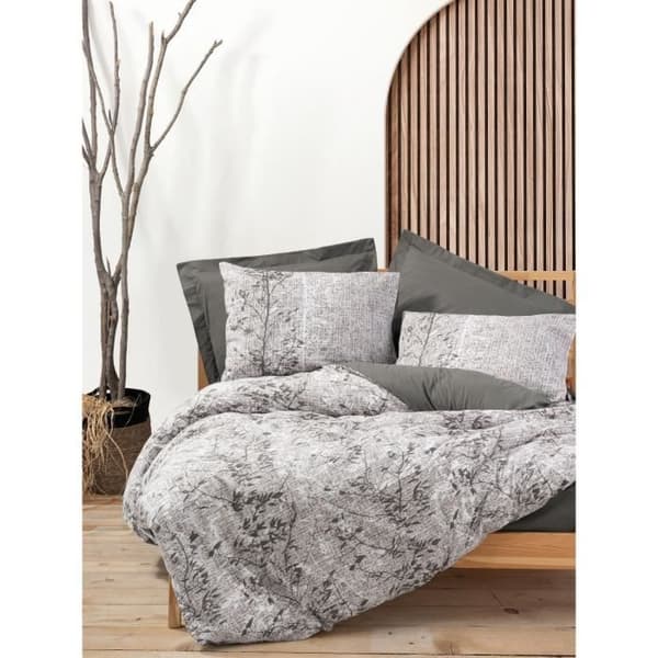 Bäddset - 1 påslakan 220 x 240 cm + 2 örngott 60 x 60 cm - 100% bomull - Brun