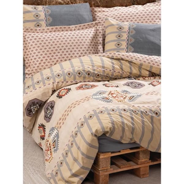 Bäddset - 1 påslakan 220 x 240 cm + 2 örngott 60 x 60 cm - 100% bomull - Beige