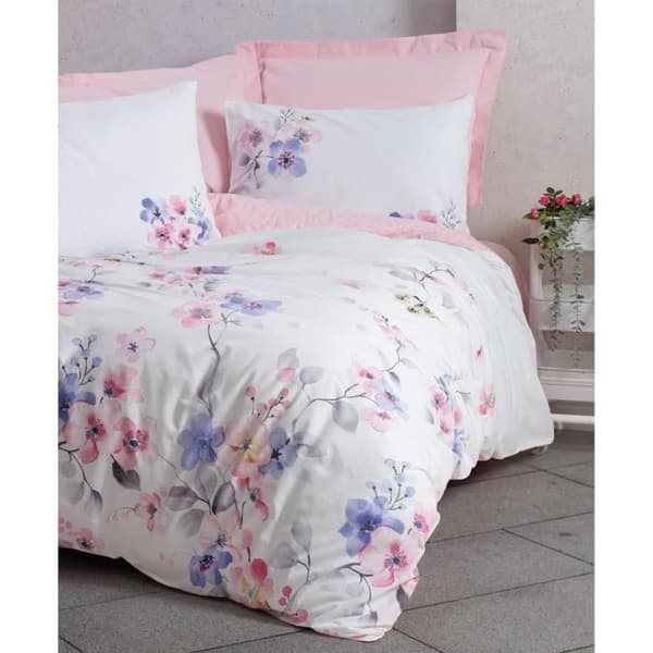 Bäddset - 1 påslakan 220 x 240 cm + 2 örngott 60 x 60 cm - 100% bomull - Rosa