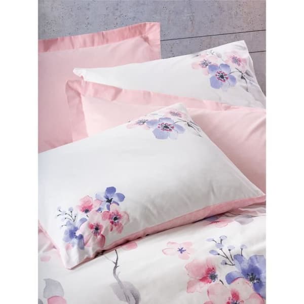 Bäddset - 1 påslakan 220 x 240 cm + 2 örngott 60 x 60 cm - 100% bomull - Rosa