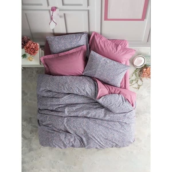Bäddset - 1 påslakan 220 x 240 cm + 2 örngott 60 x 60 cm - 100% bomull - Rosa