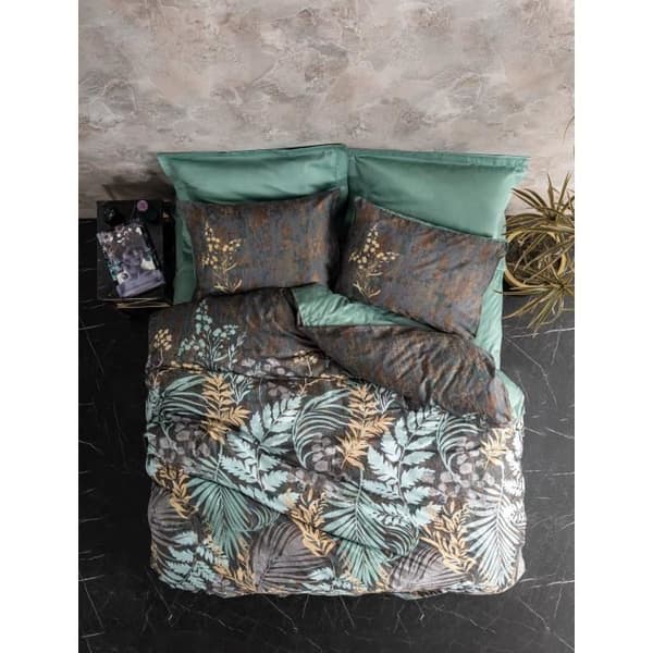 Bäddset - 1 påslakan 220 x 240 cm + 2 örngott 60 x 60 cm - 100% bomullssatin - Mintgrön