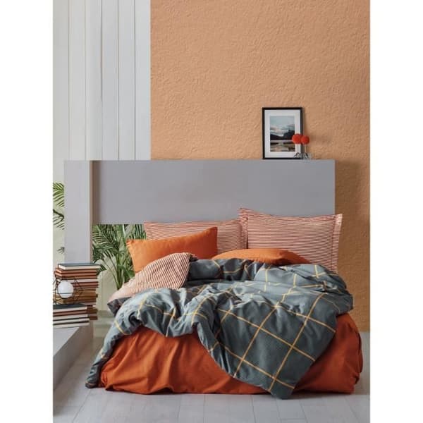 Bäddset - 1 påslakan 220 x 240 cm + 2 örngott 60 x 60 cm - 100% bomull - Kanel