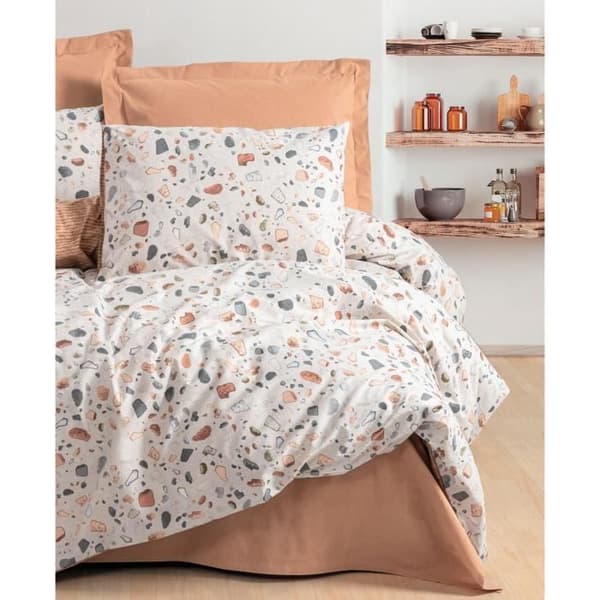 Bäddset - 1 påslakan 220 x 240 cm + 2 örngott 60 x 60 cm - 100% bomull - Karamell